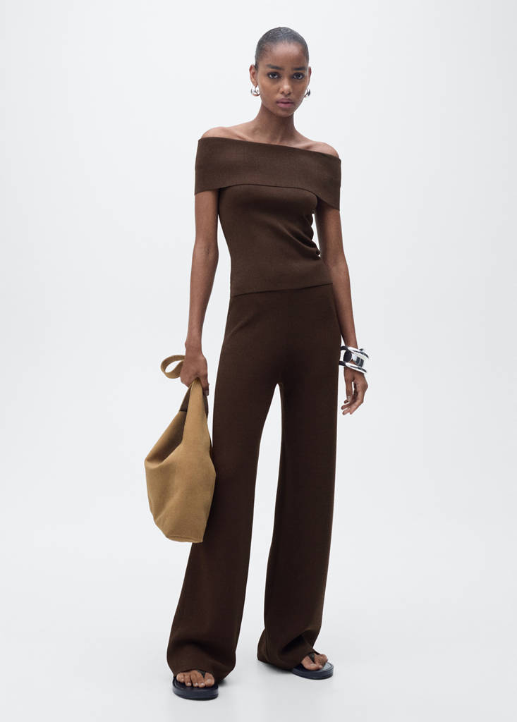 Straight knitted trousers — Chocolate