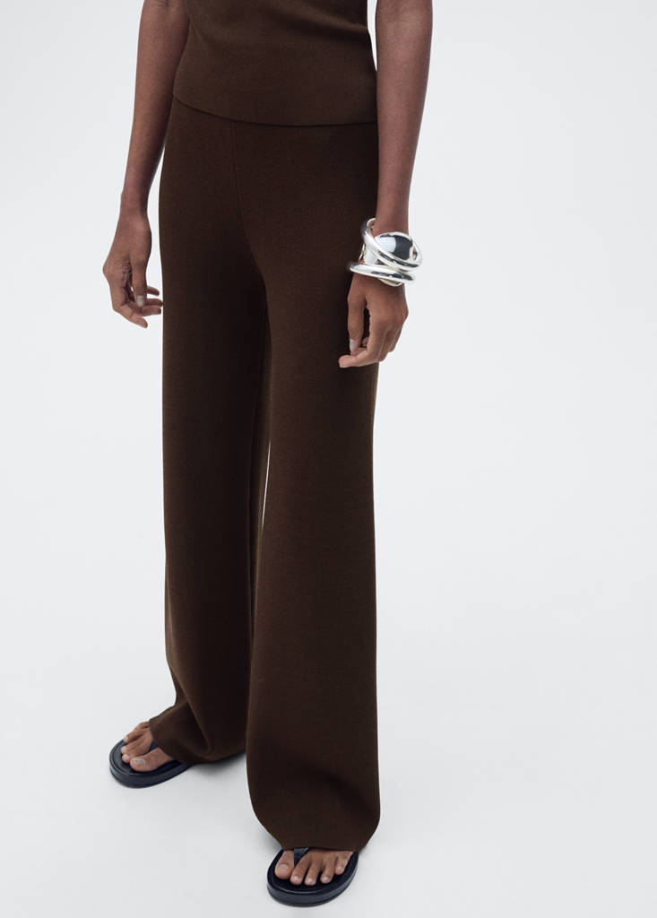 Straight knitted trousers — Chocolate