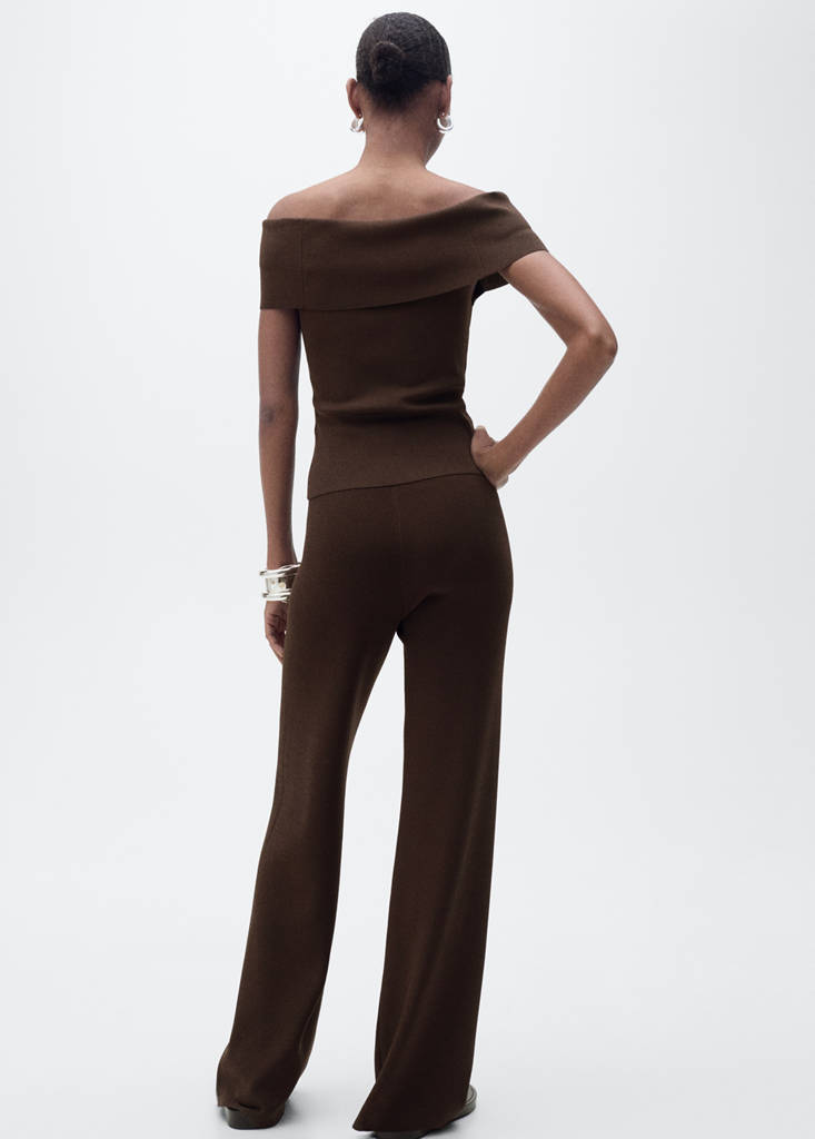 Straight knitted trousers — Chocolate