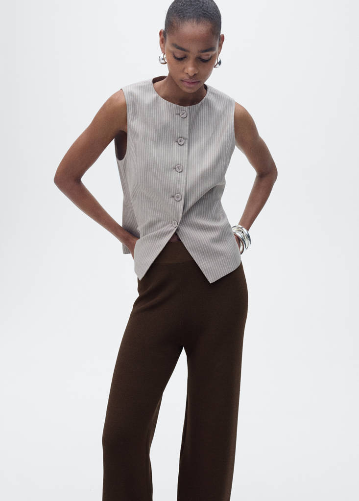 Straight knitted trousers — Chocolate