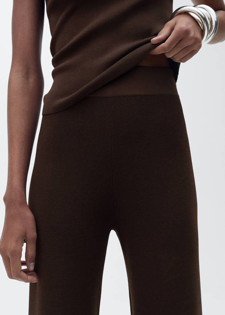 Straight knitted trousers — Chocolate