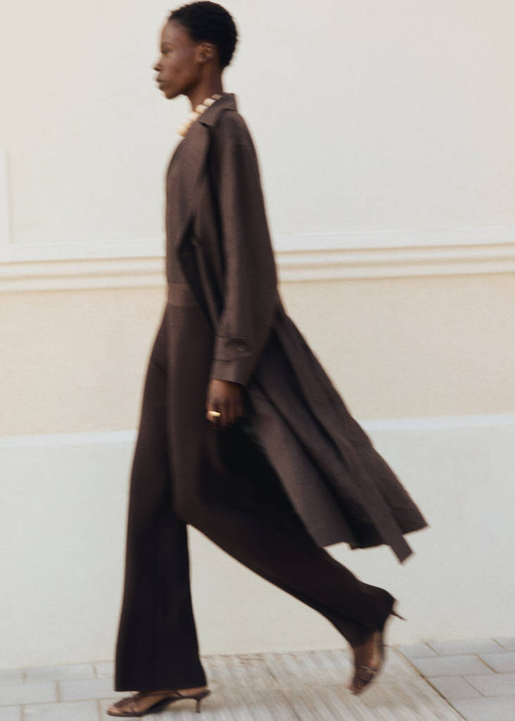 Straight knitted trousers — Chocolate
