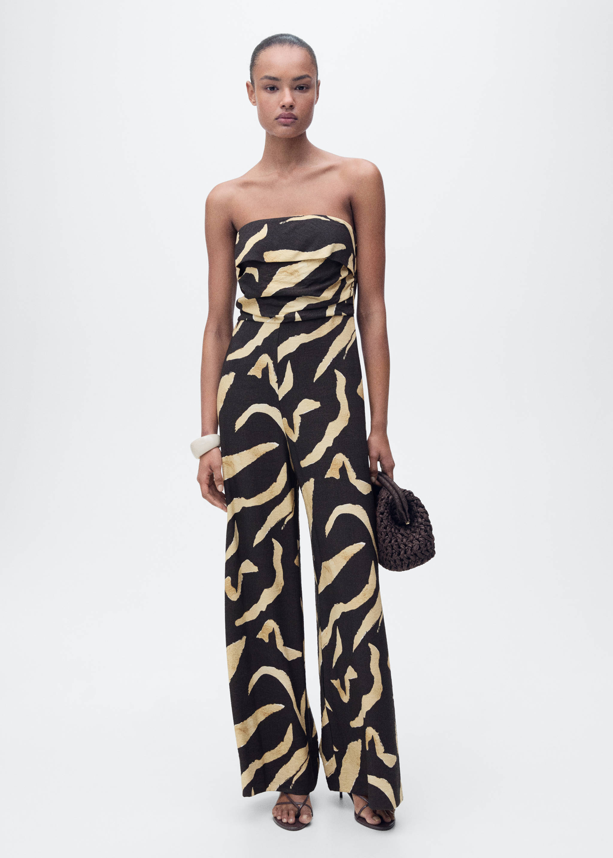 Printed strapless jumpsuit - General plane
