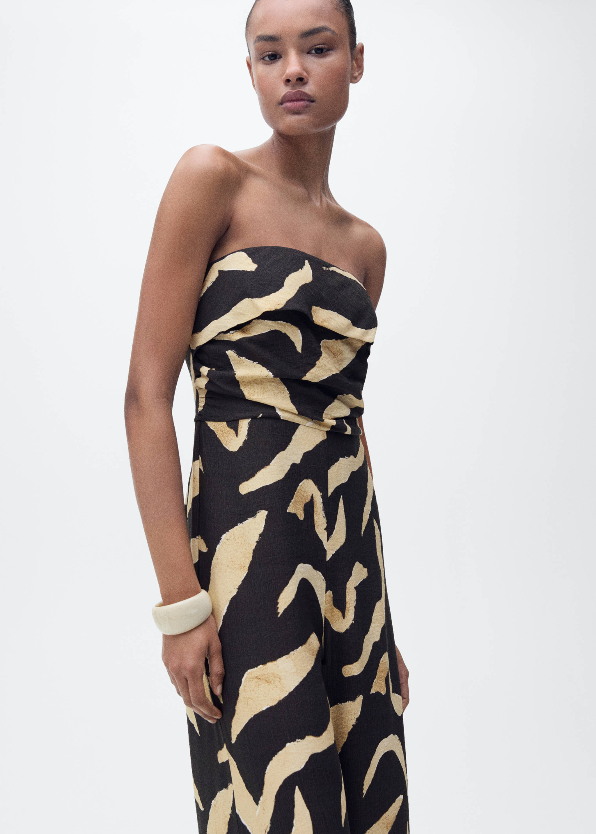 Printed strapless jumpsuit - Medium plane