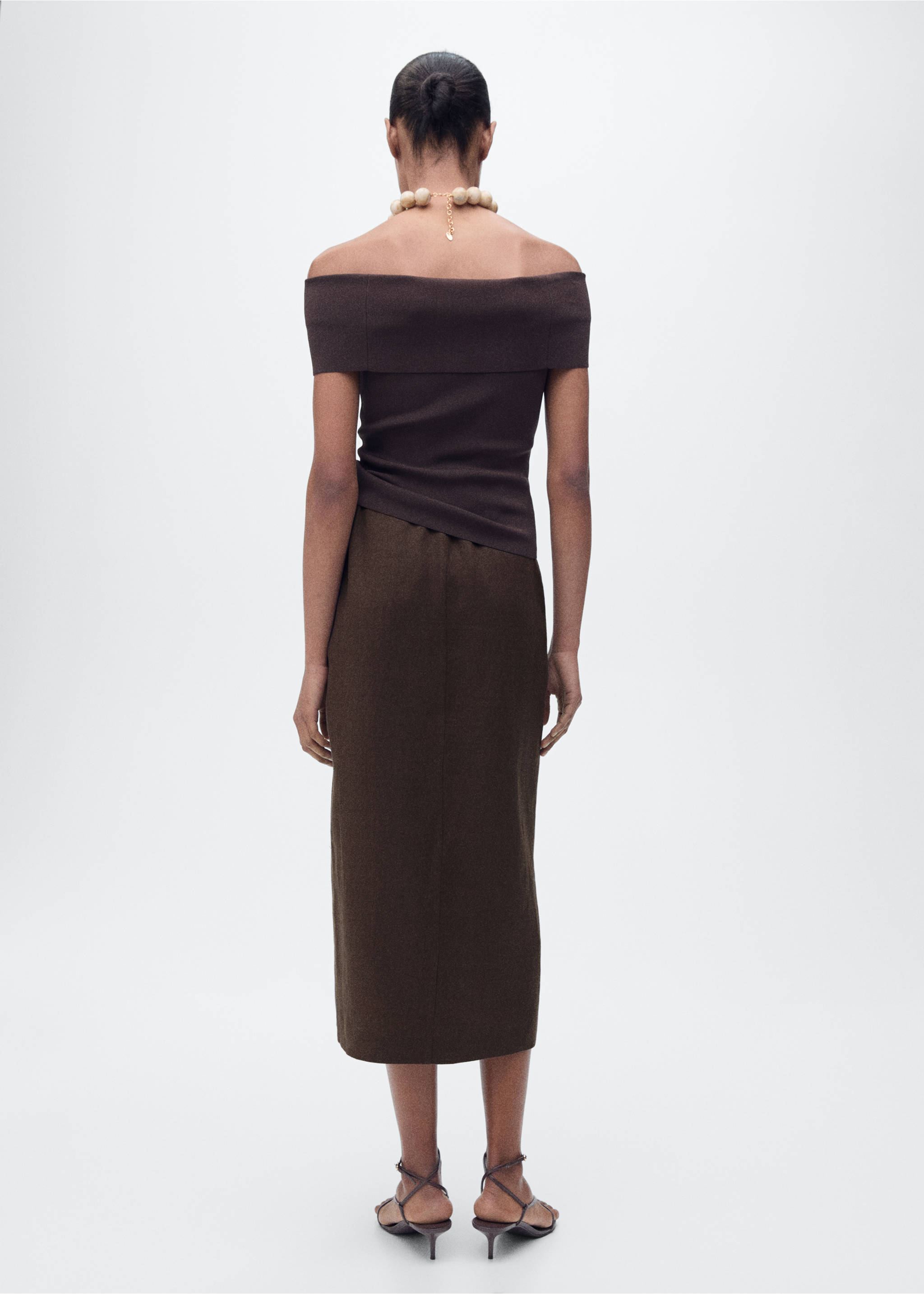 Linen sarong skirt - Reverse of the article, Chocolate. Ref: 87067175-00.