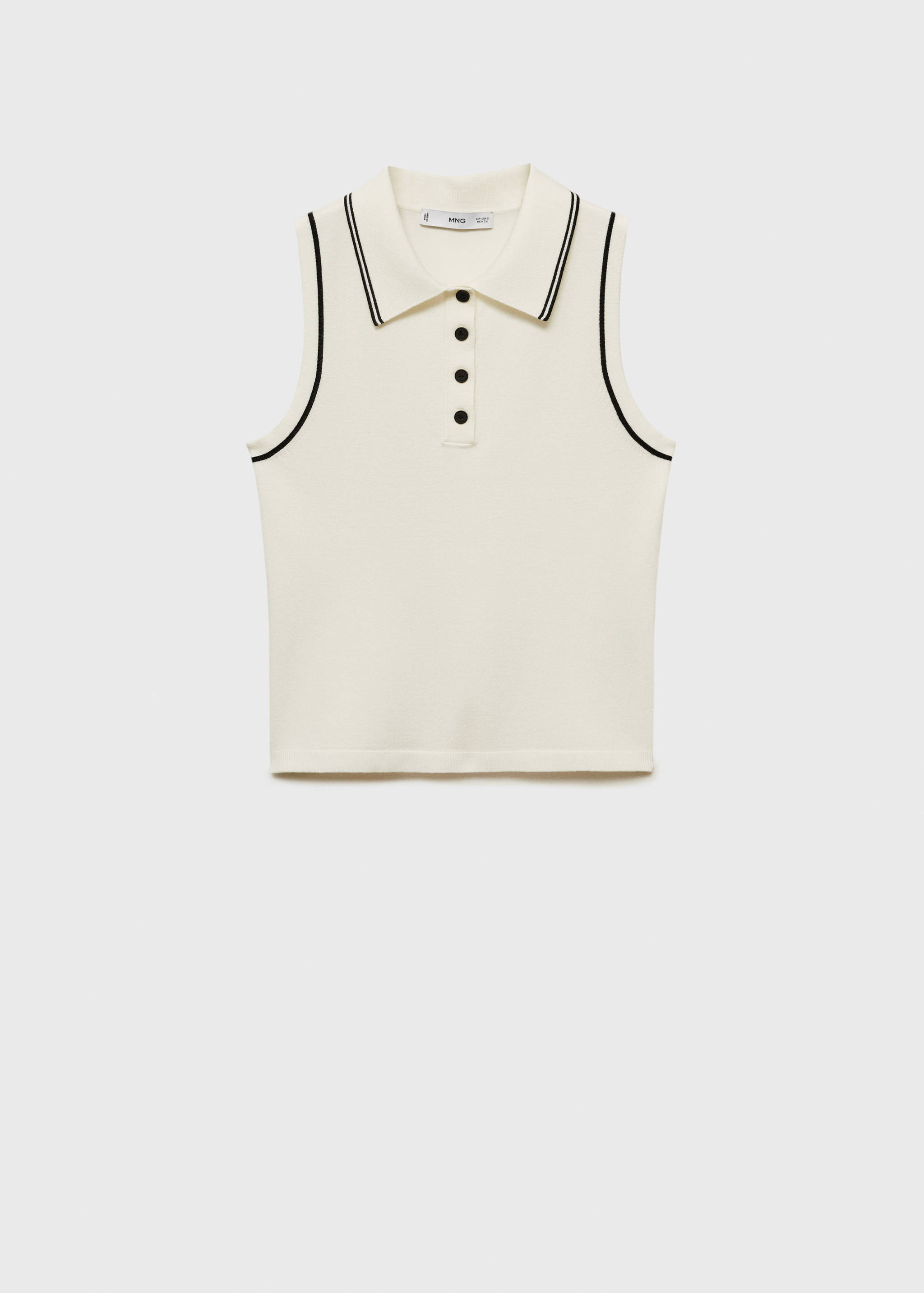 Polo-neck knitted top with contrasting trims - Article without model