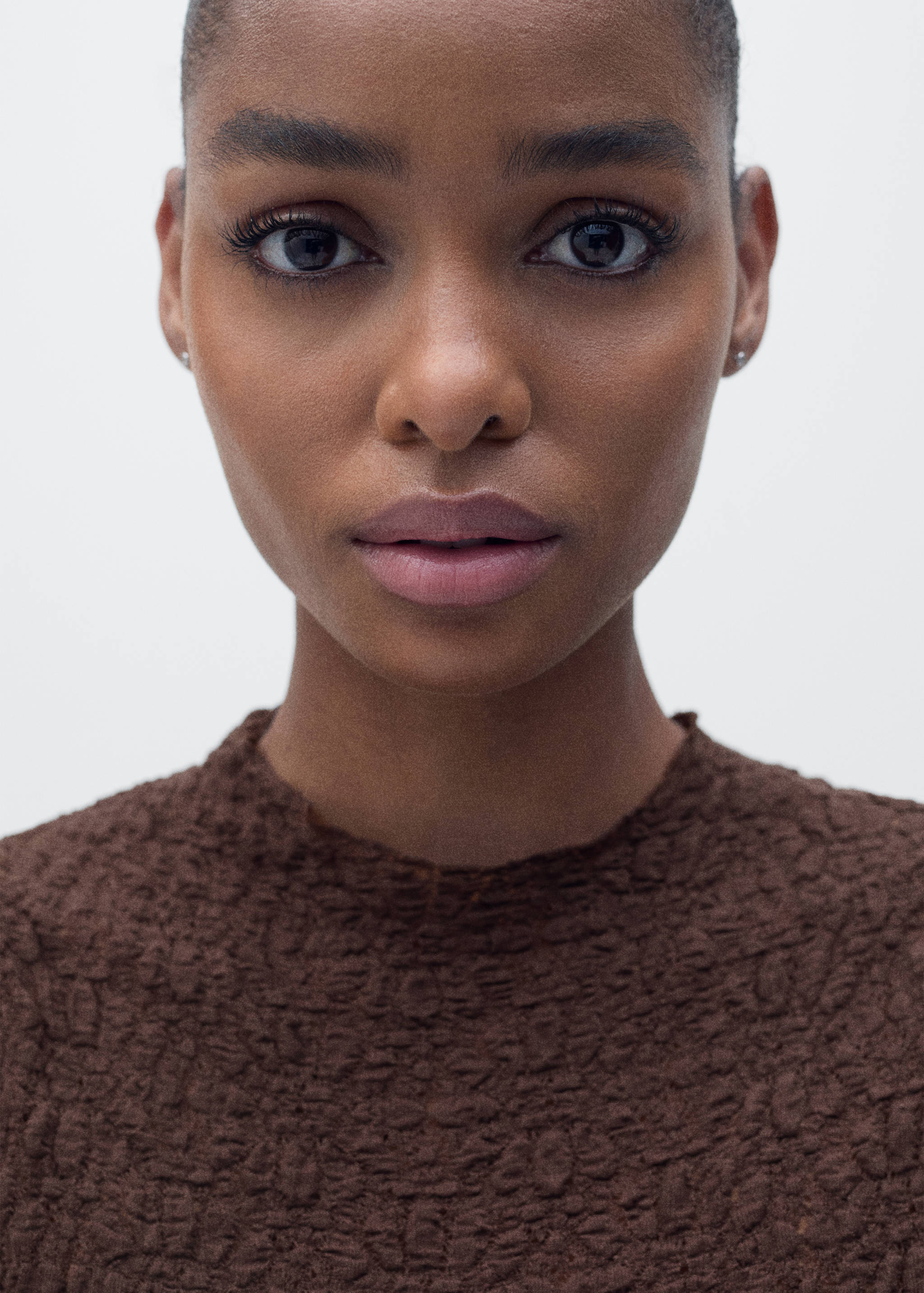 Perkins-neck textured dress - Details of the article 1