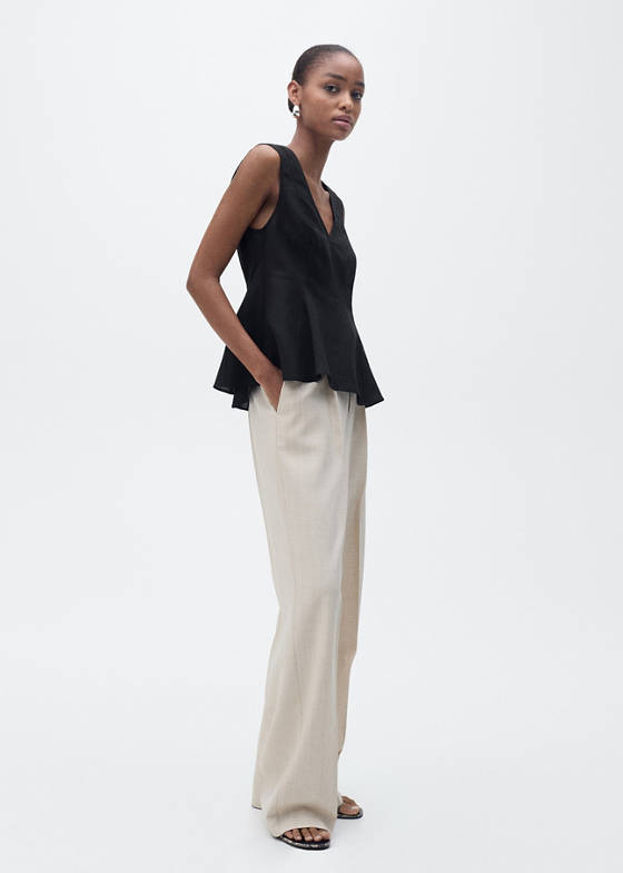 Keten karışımlı peplum bluz