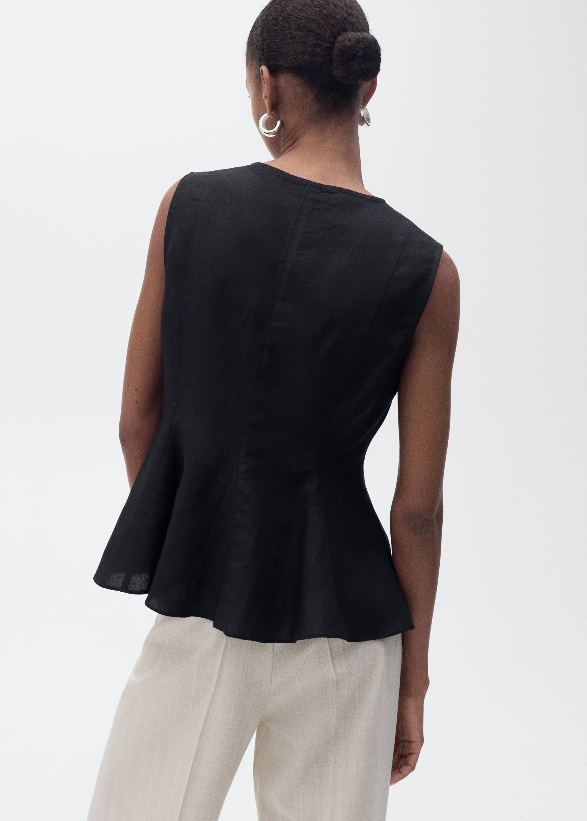 Linen-blend peplum top - Reverse of the article