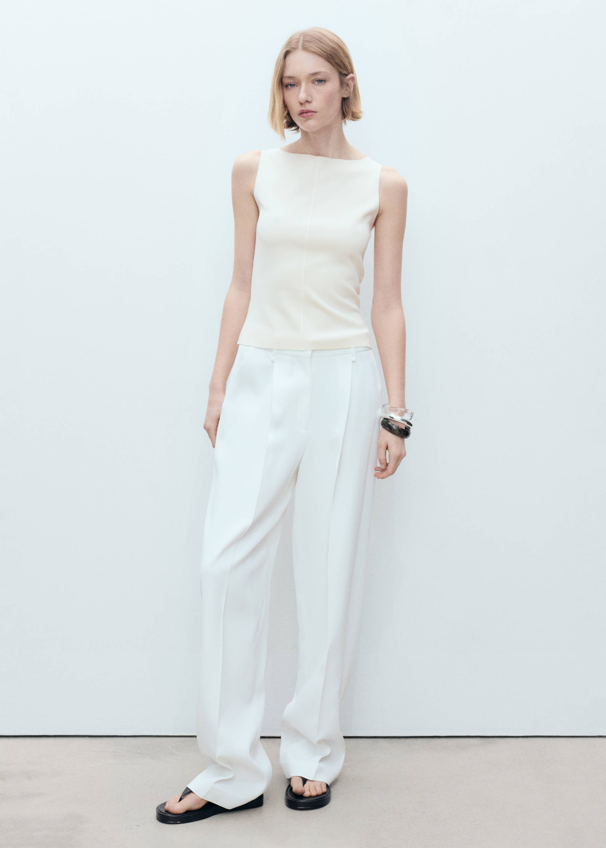 Boat-neck knitted top - General plane