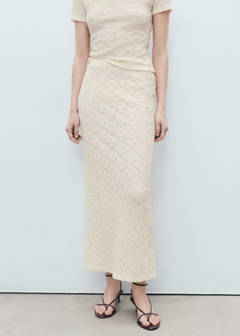 Textured fitted skirt — Ecru 1
