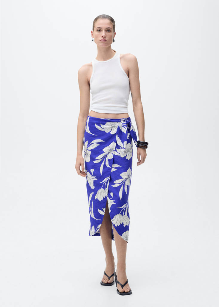 Floral sarong skirt — Blue