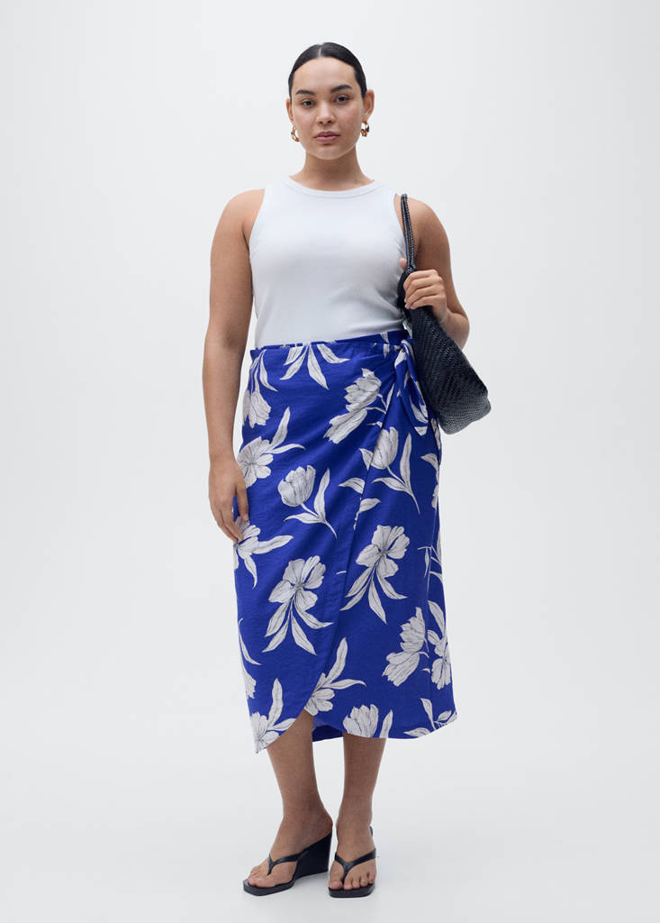 Floral sarong skirt — Blue