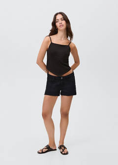 Studded denim shorts — Black denim 3