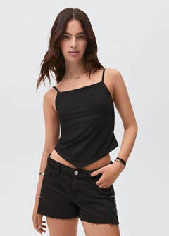 Studded denim shorts — Black denim 2