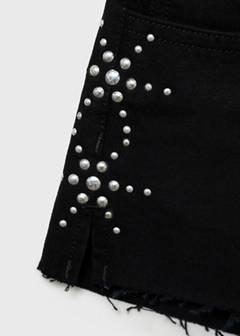 Studded denim shorts — Black denim 8