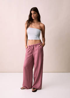 Straight linen-blend trousers — Pastel Pink 2