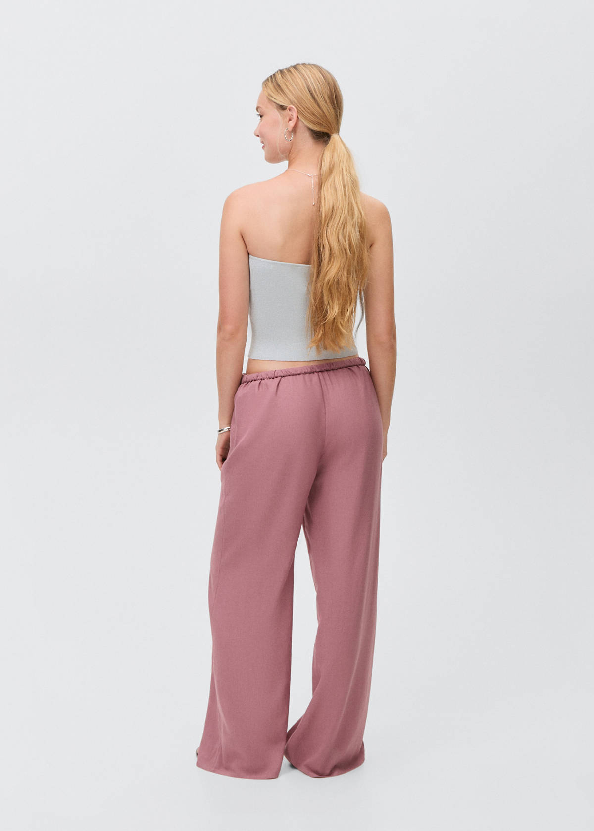 Straight linen-blend trousers — Pastel Pink