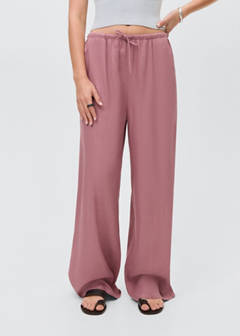 Straight linen-blend trousers — Pastel Pink 5