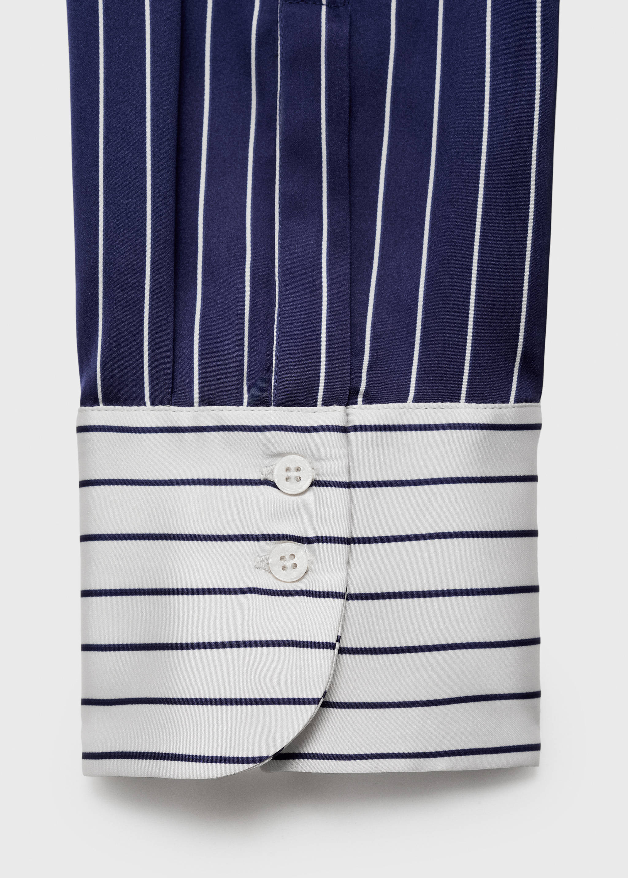 Satin shirt with combined stripes - Details of the article 0