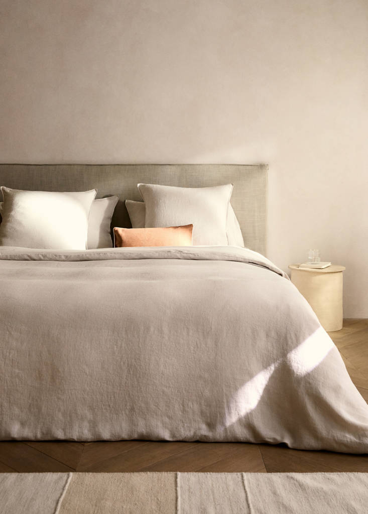 Washed linen duvet cover for 150/160 cm bed — Beige