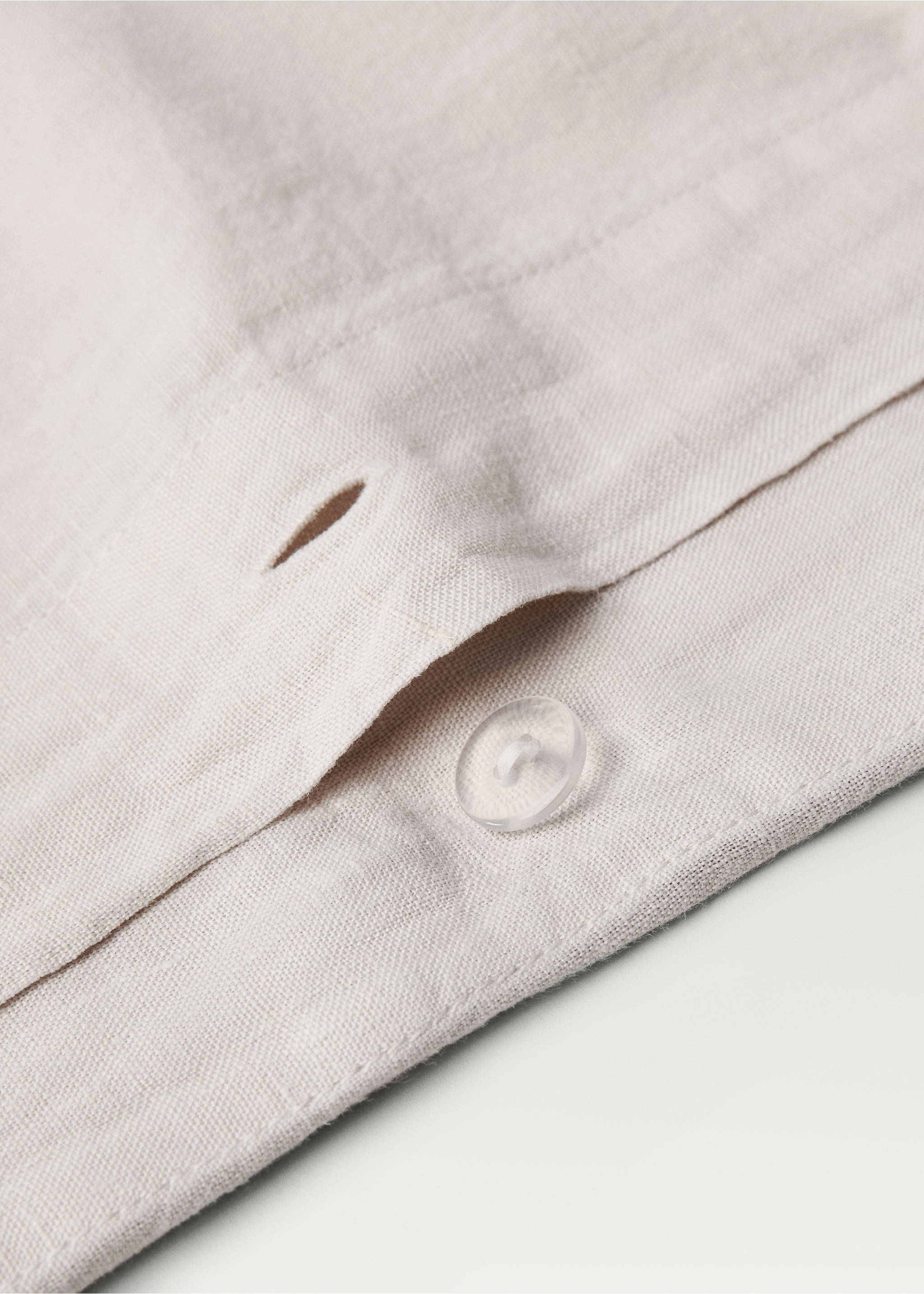 Washed linen duvet cover for 150/160 cm bed - Details of the article 1, Beige. Ref: 87067195-00.