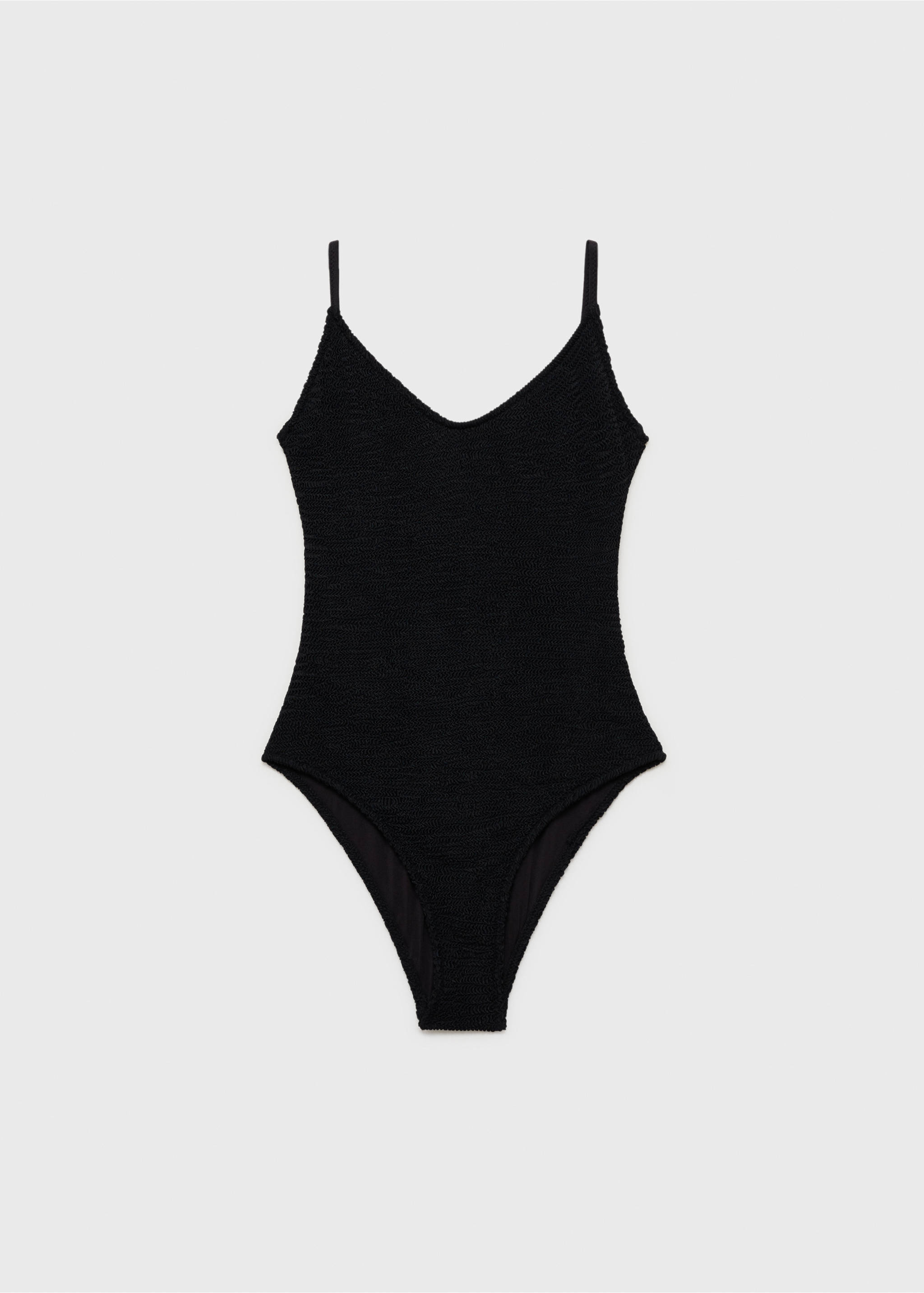 Textured swimsuit with straps - Article without model, Black. Ref: 87067676-00.