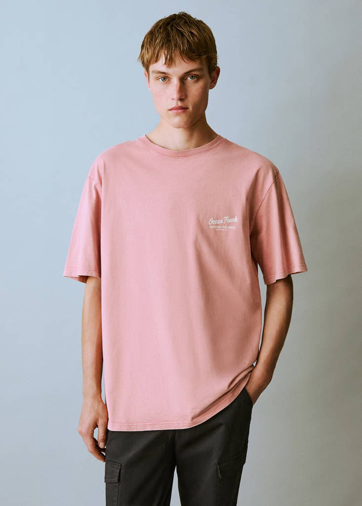 Short-sleeved printed t-shirt — Pastel Pink