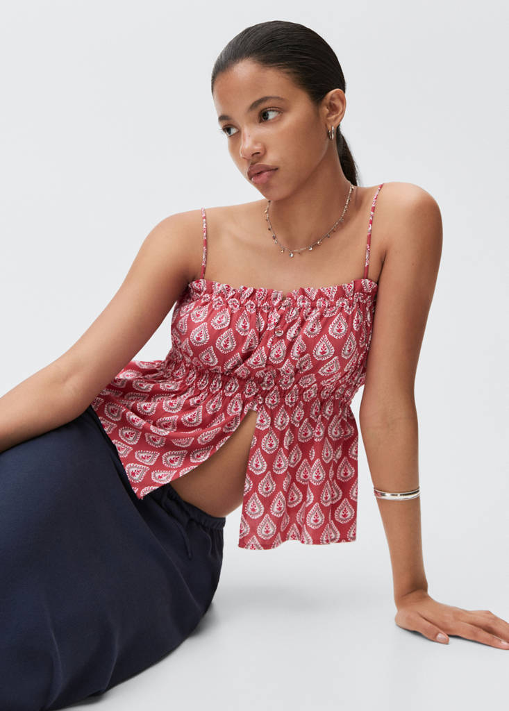 Printed strap top — Strawberry