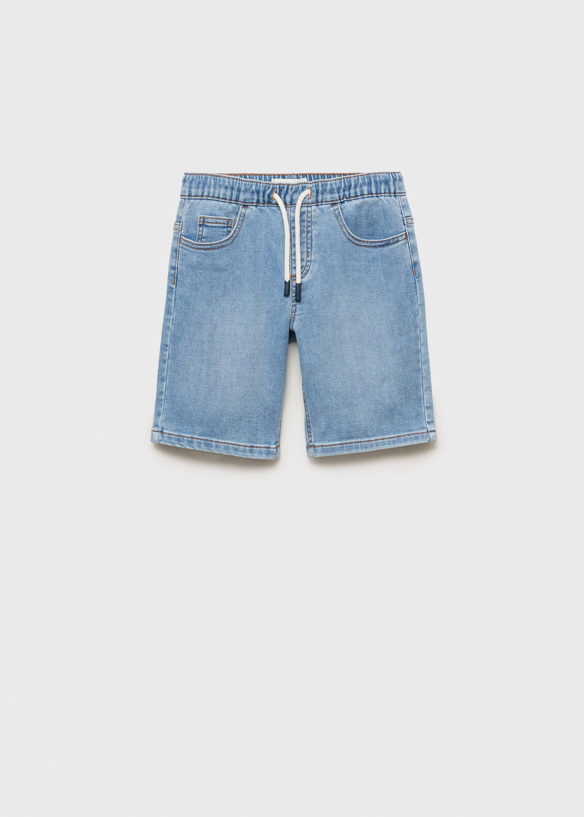 Denim bermuda shorts with drawstring - Article without model