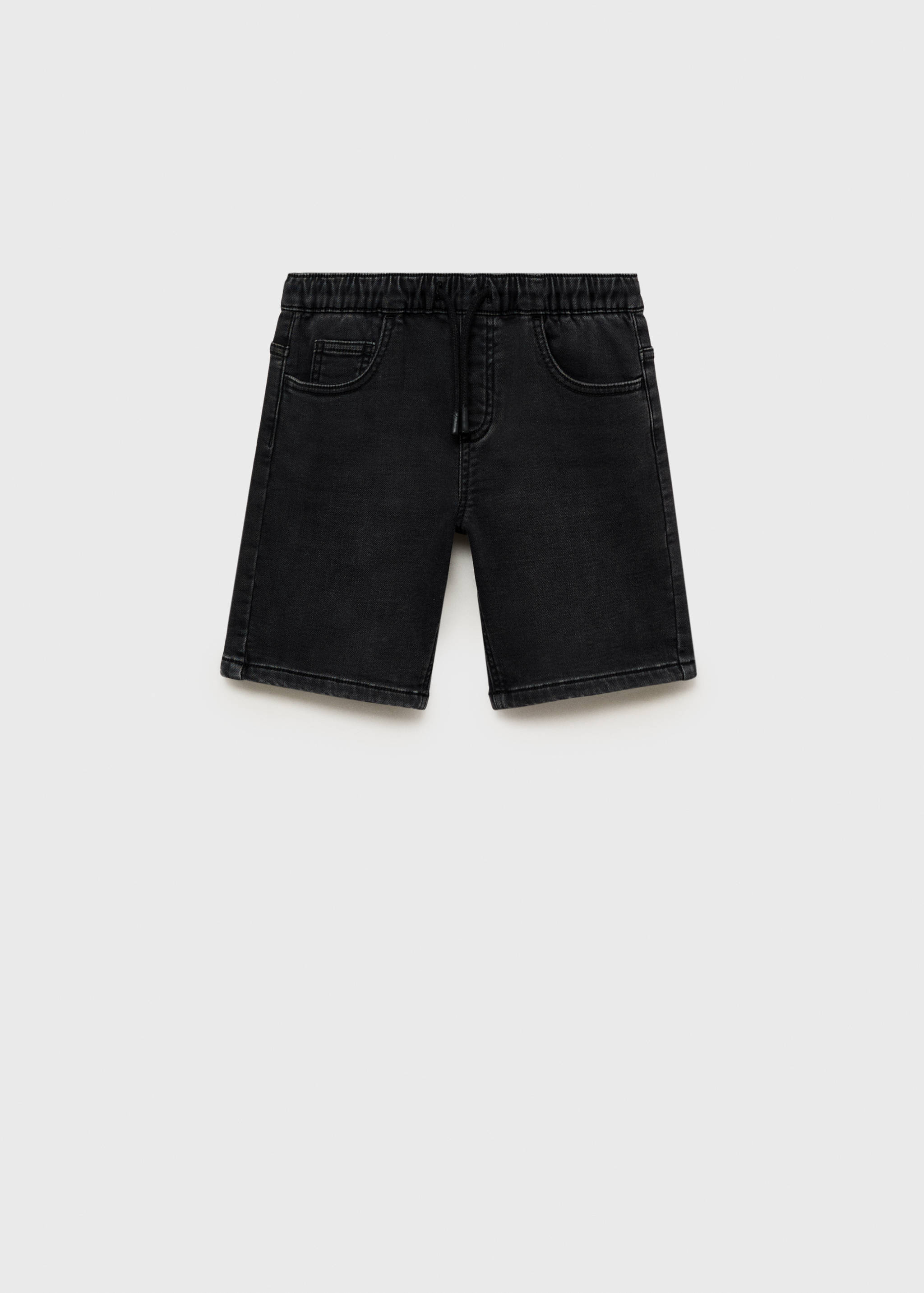Denim bermuda shorts with drawstring - Article without model