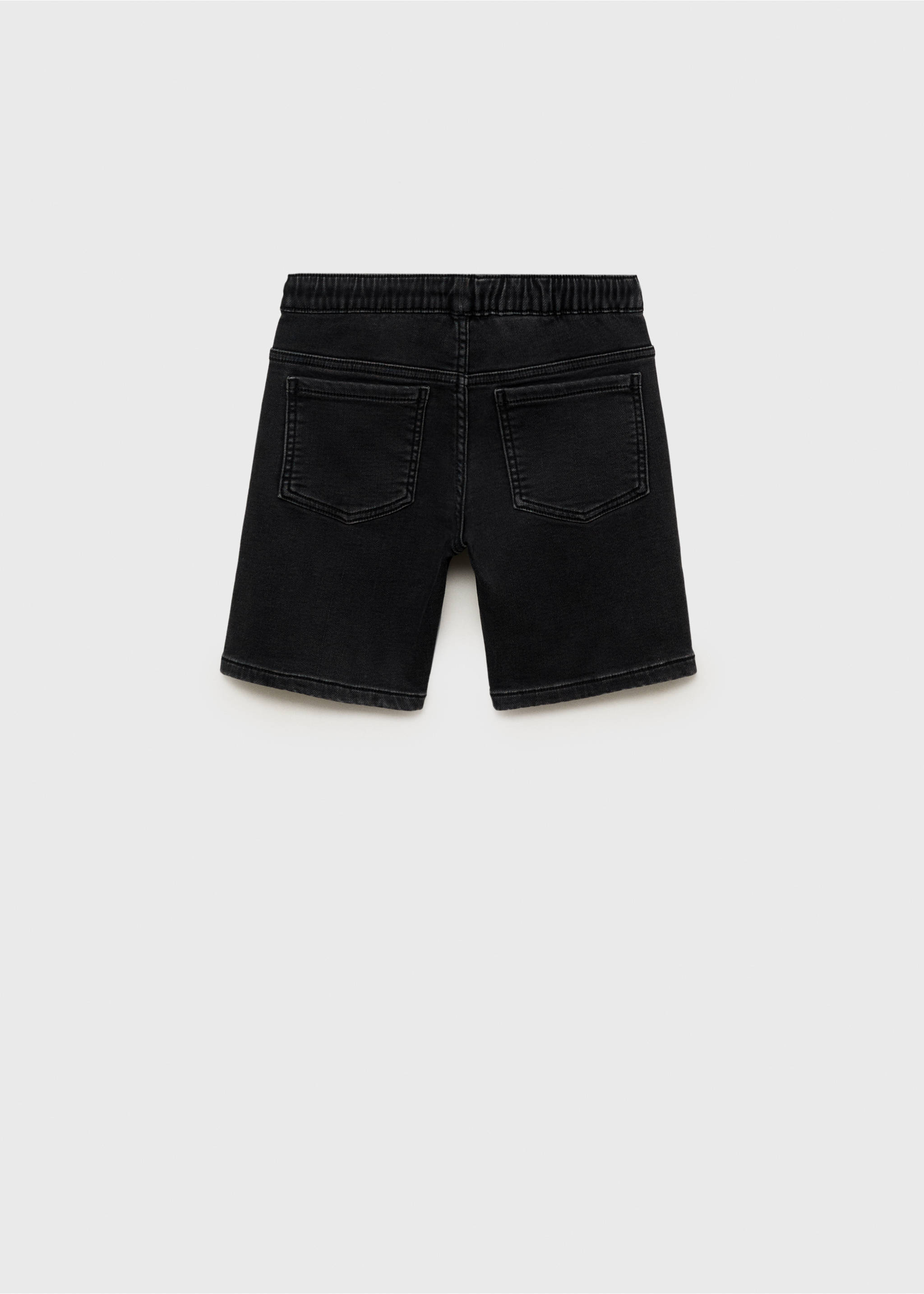 Denim bermuda shorts with drawstring - Reverse of the article, Black denim. Ref: 87067683-00.