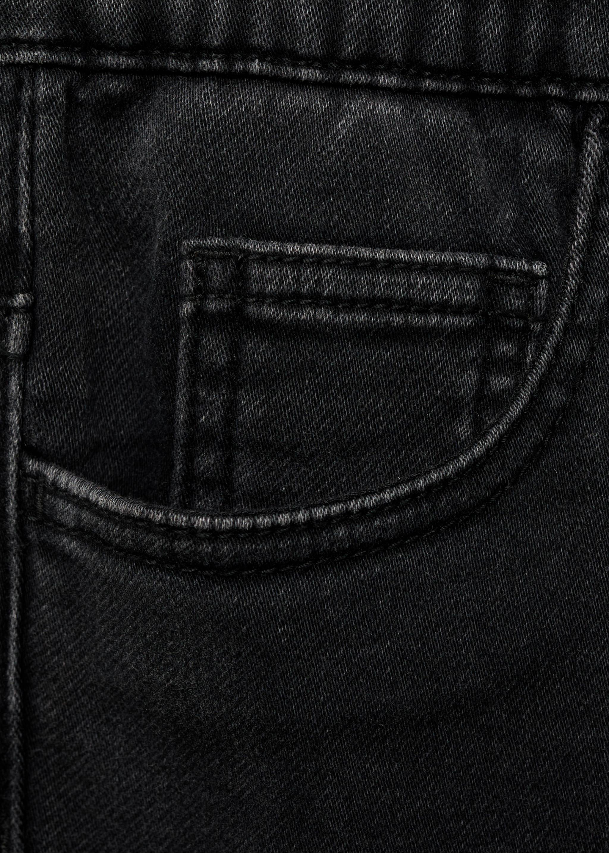 Denim bermuda shorts with drawstring - Details of the article 0, Black denim. Ref: 87067683-00.