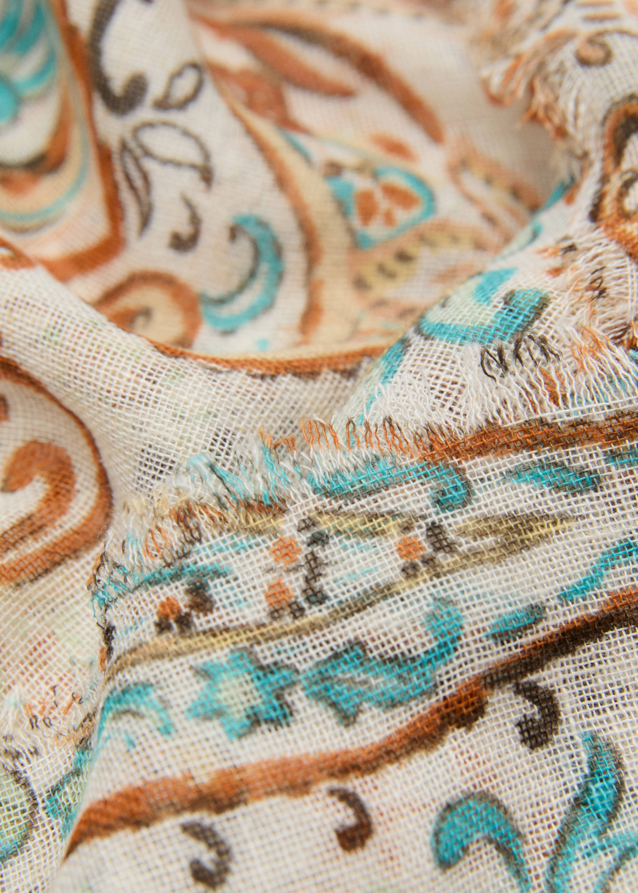 Linen-blend paisley scarf - Medium plane