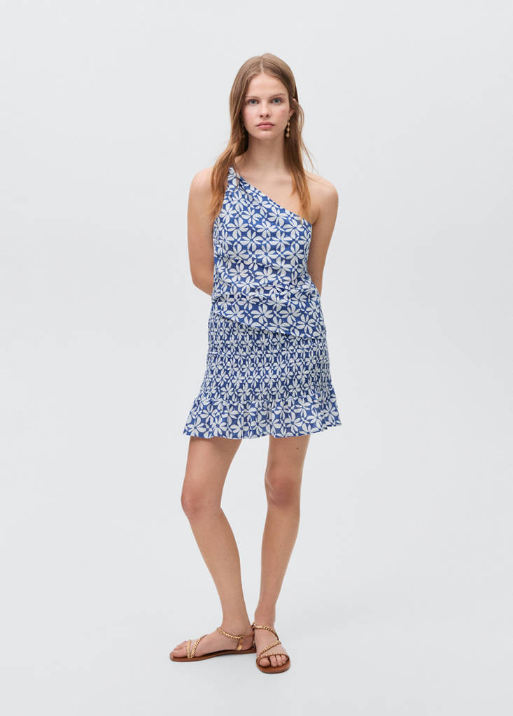 Printed pleated skirt — Vibrant blue