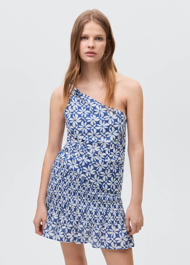 Printed pleated skirt — Vibrant blue
