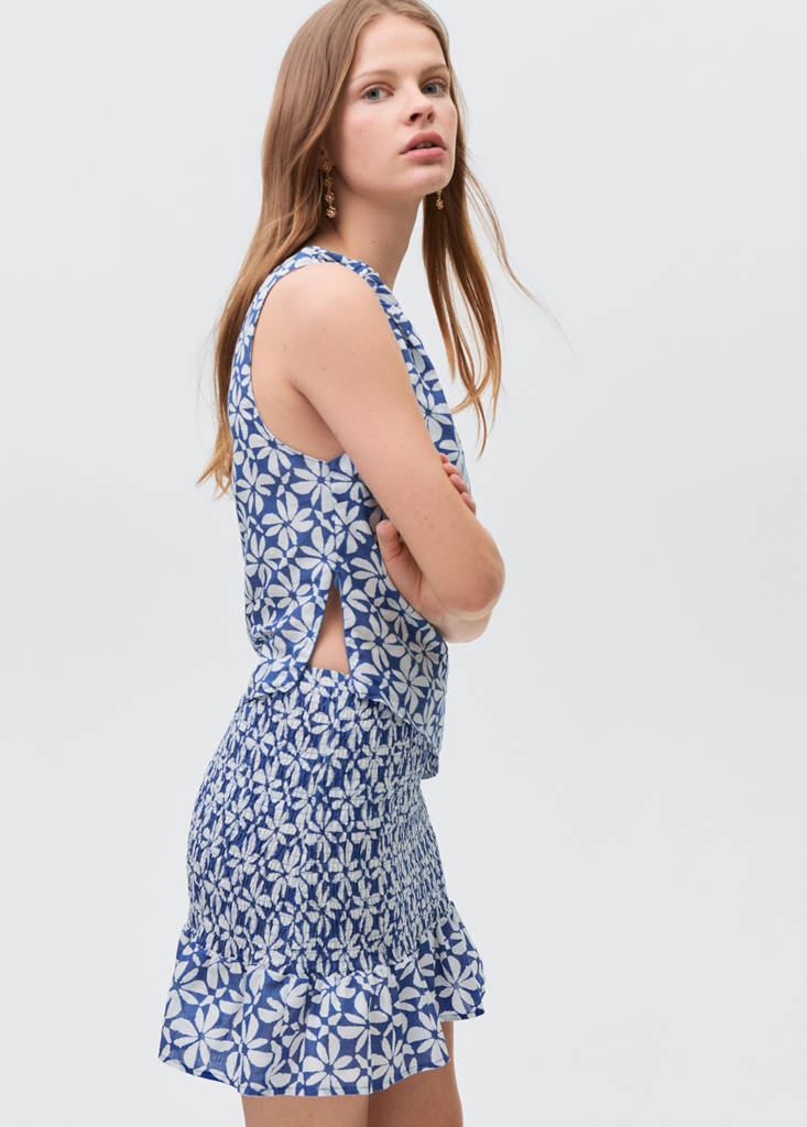 Printed pleated skirt — Vibrant blue