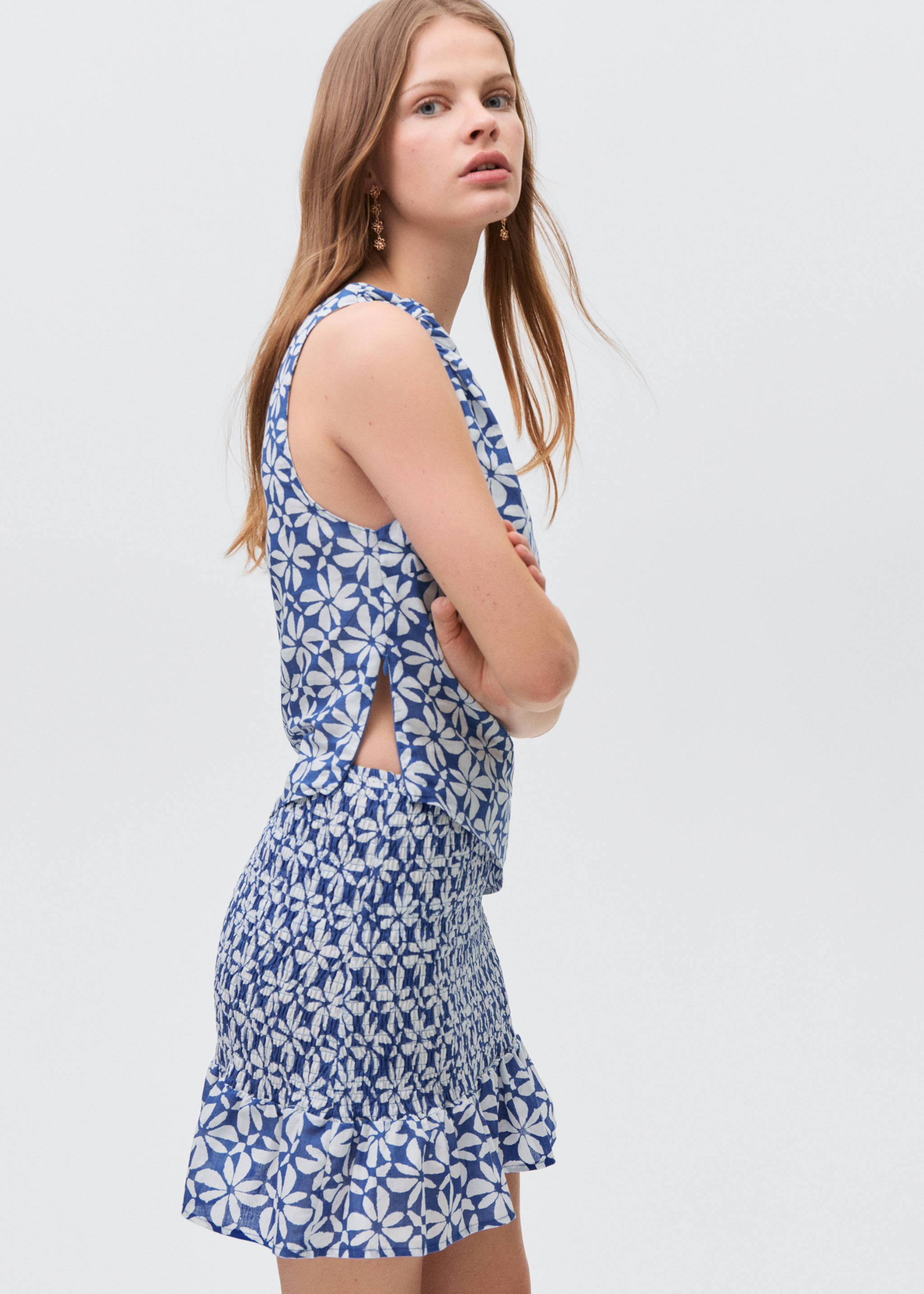 Gemusterter Rock mit Raffdetails - Detail des Artikels 6