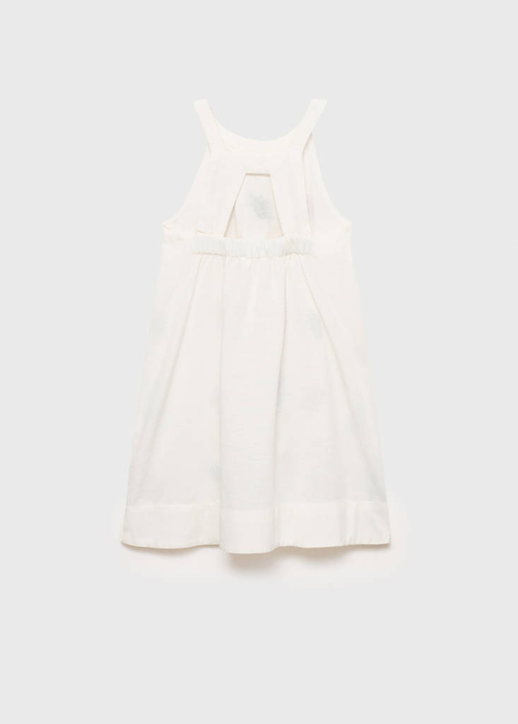 Floral embroidery dress — Ecru