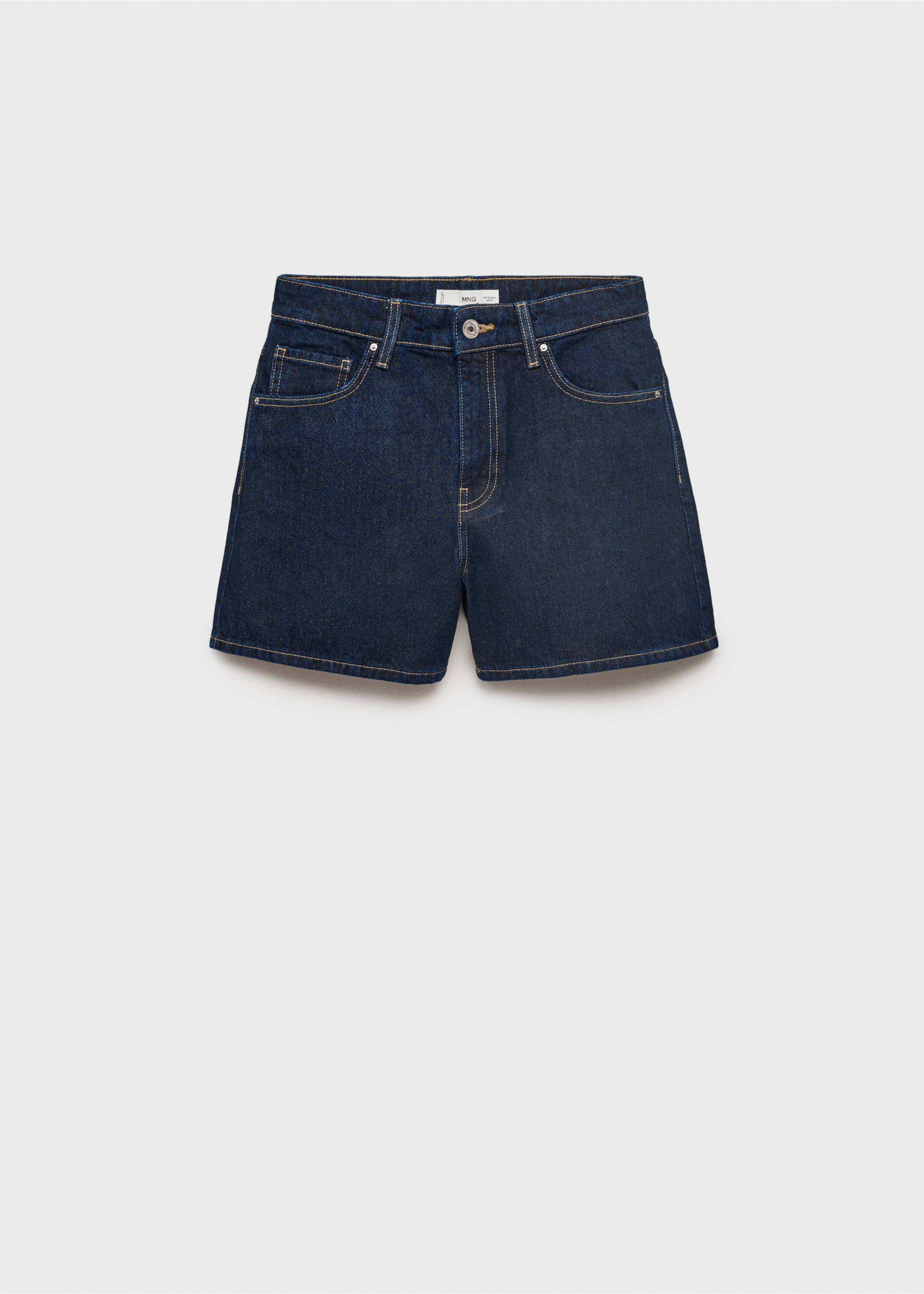 High-waisted straight-fit denim shorts - Article without model, Open Blue. Ref: 87067704-00.