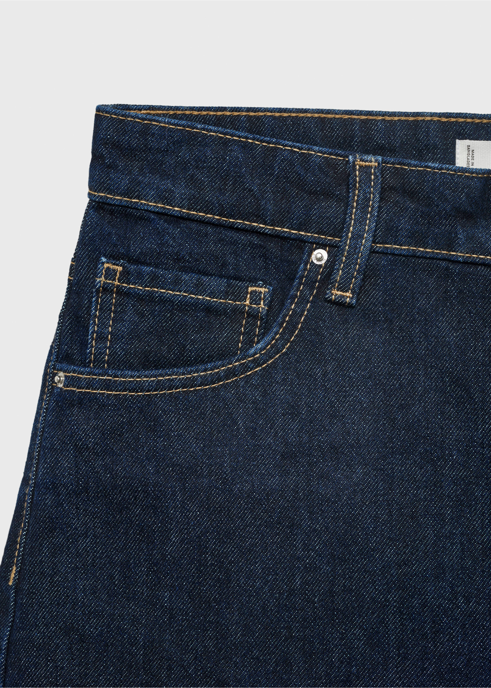 High-waisted straight-fit denim shorts - Details of the article 0, Open Blue. Ref: 87067704-00.