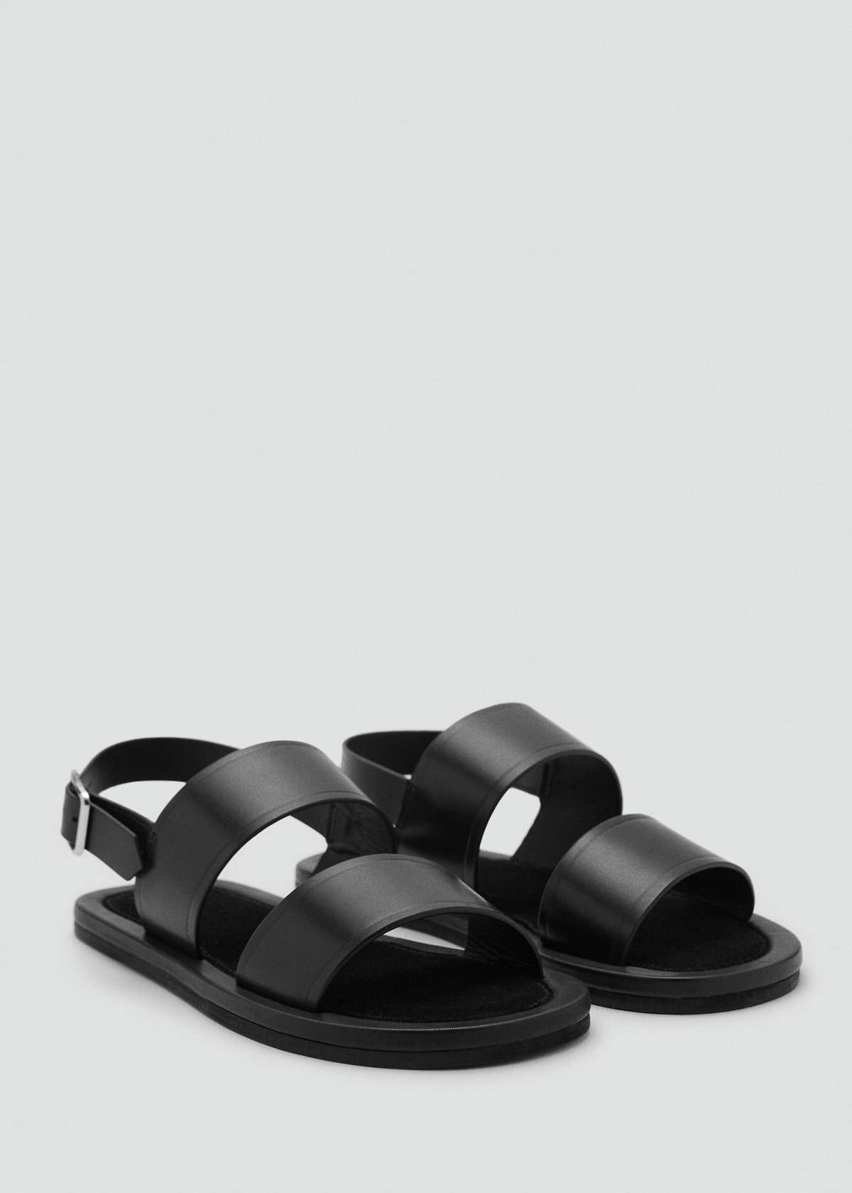 Leather strap sandals — Black
