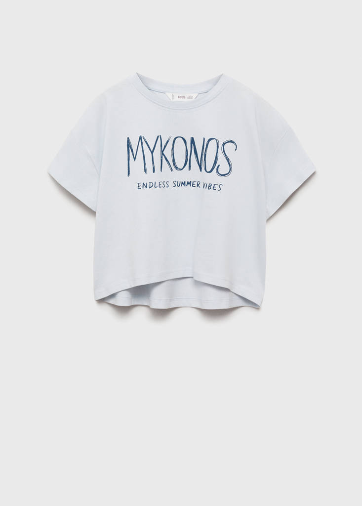 Printed message T-shirt — Sky Blue