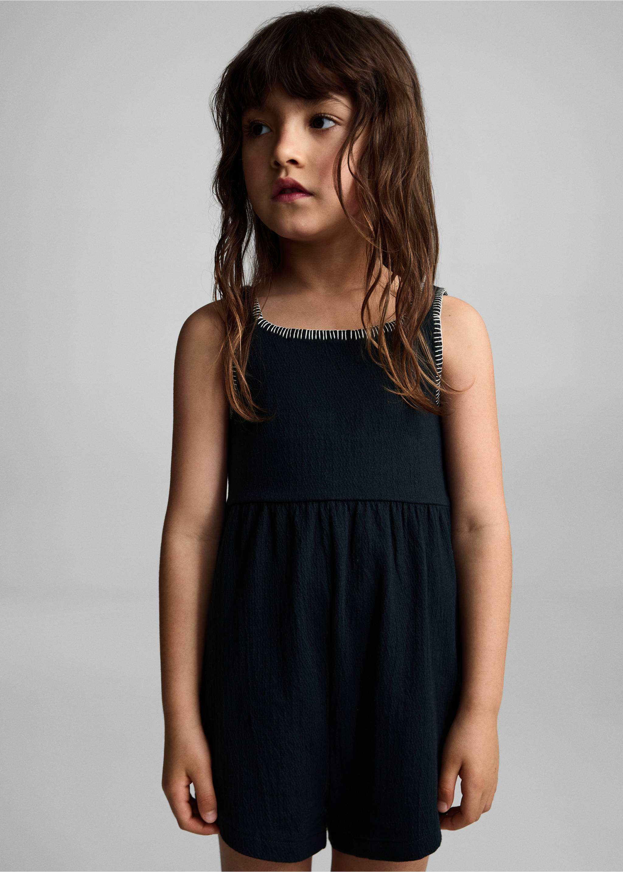 Straight short jumpsuit - Medium plane, Dark Navy. Ref: 87067892-00.