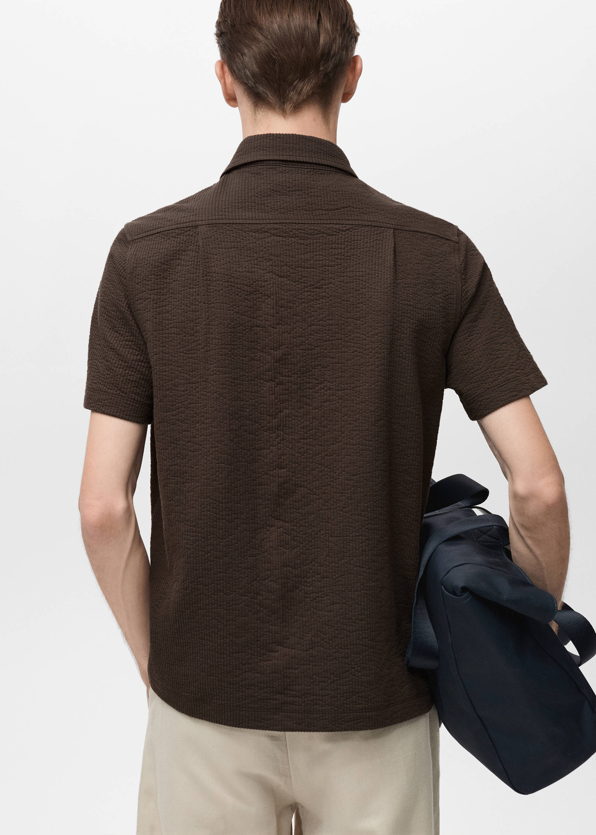 Seersucker cotton polo shirt - Reverse of the article