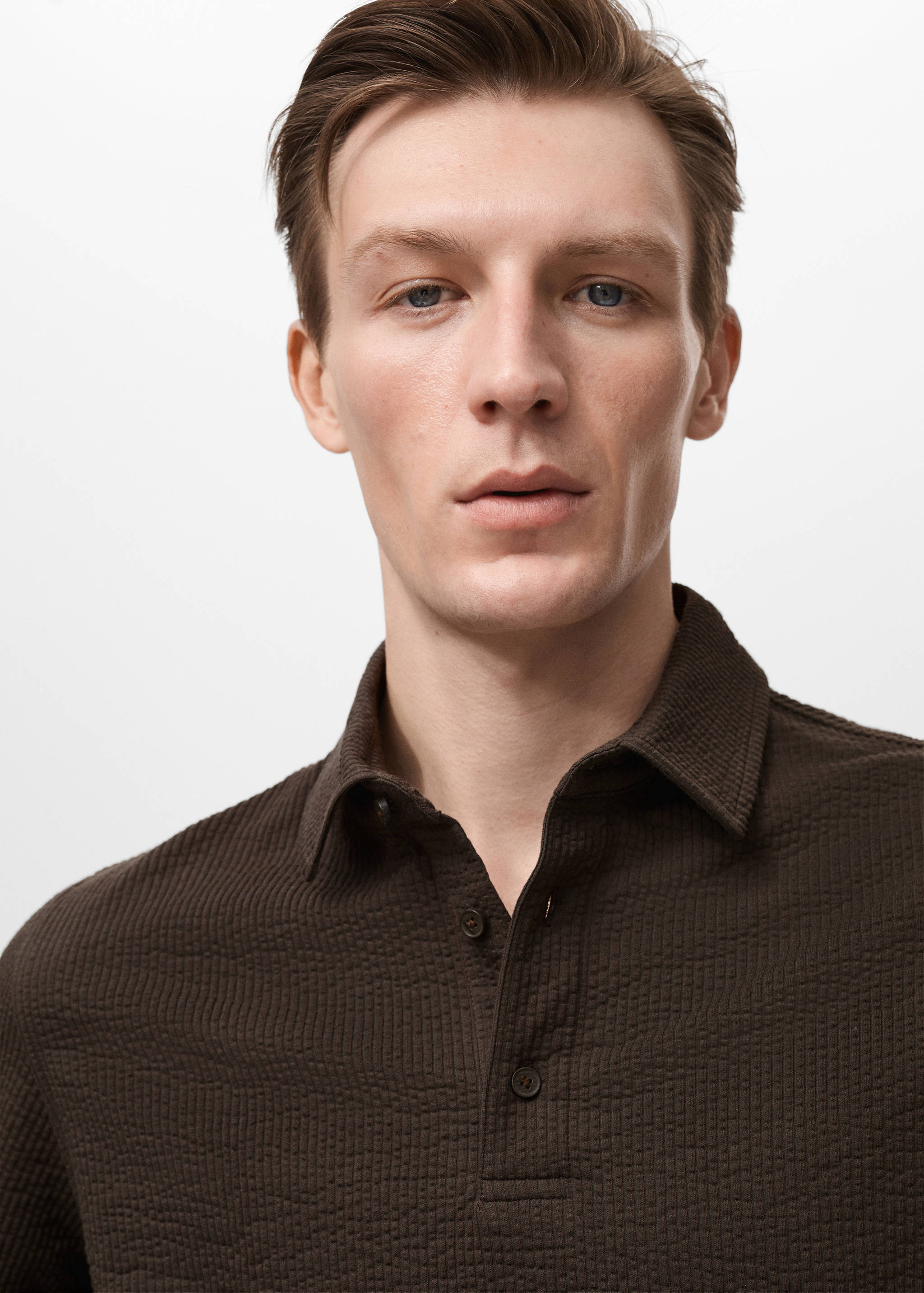 Seersucker cotton polo shirt - Details of the article 1