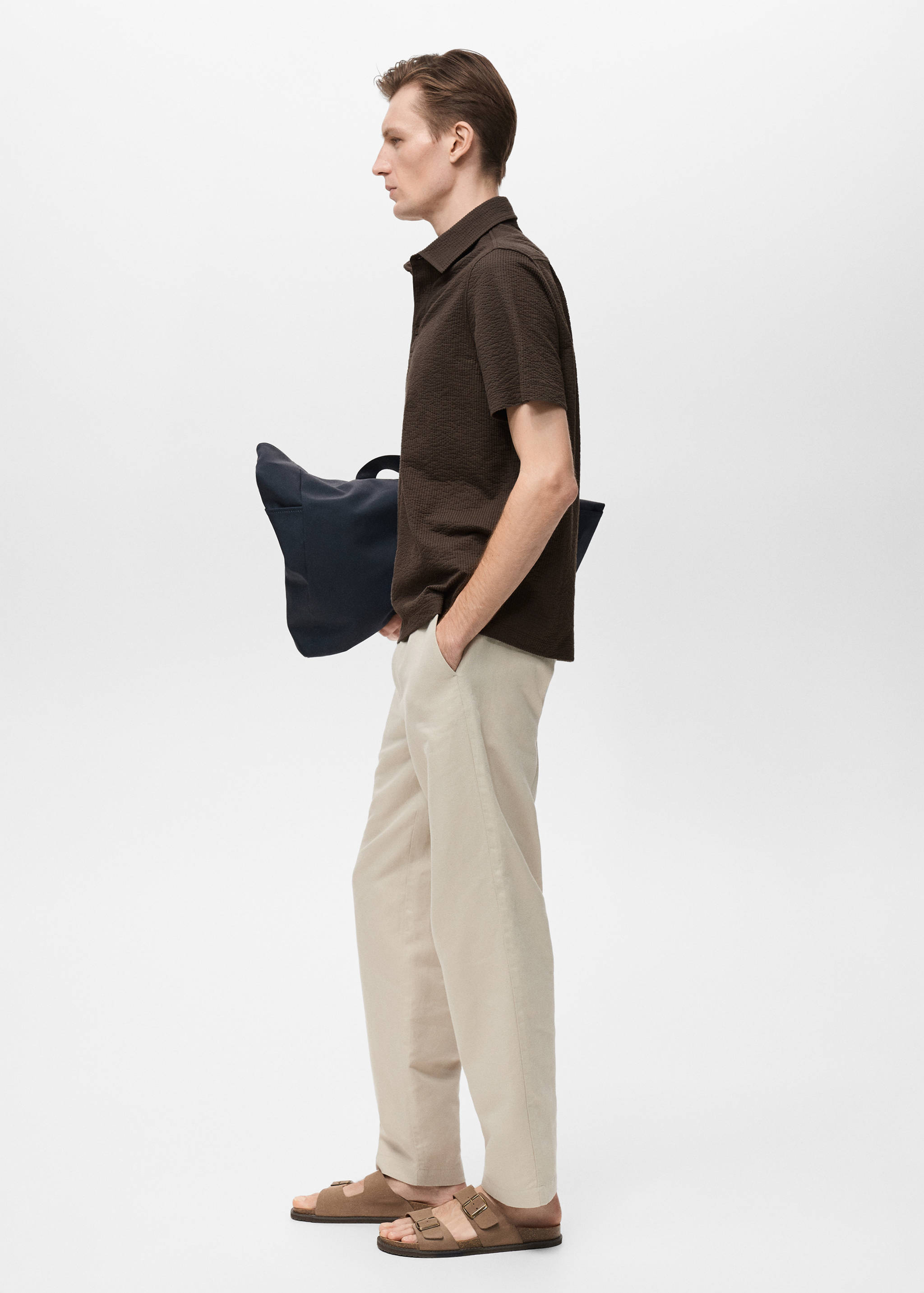 Seersucker cotton polo shirt - Details of the article 2