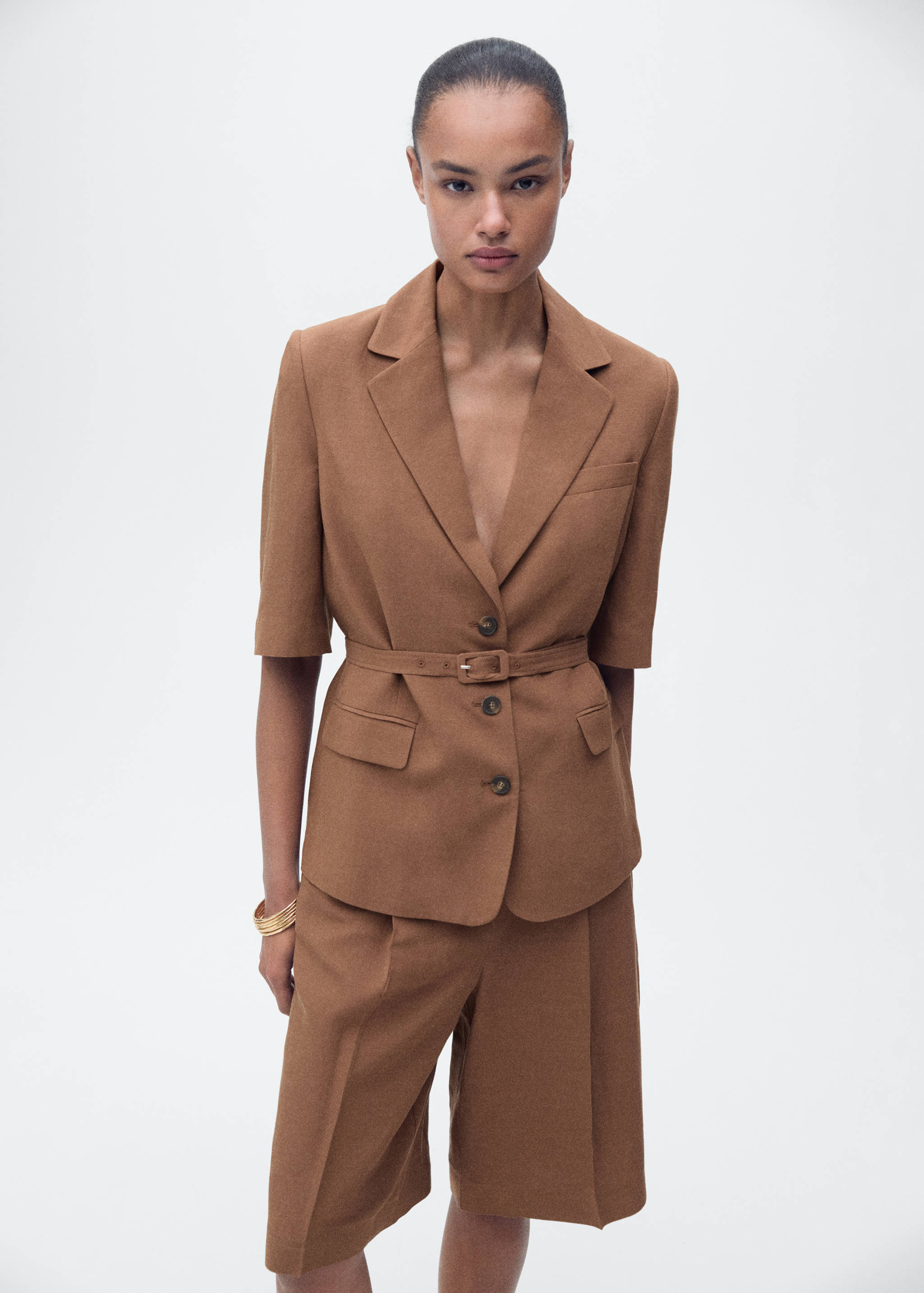 Calções de fato com mistura de linho - Pormenor do artigo 1