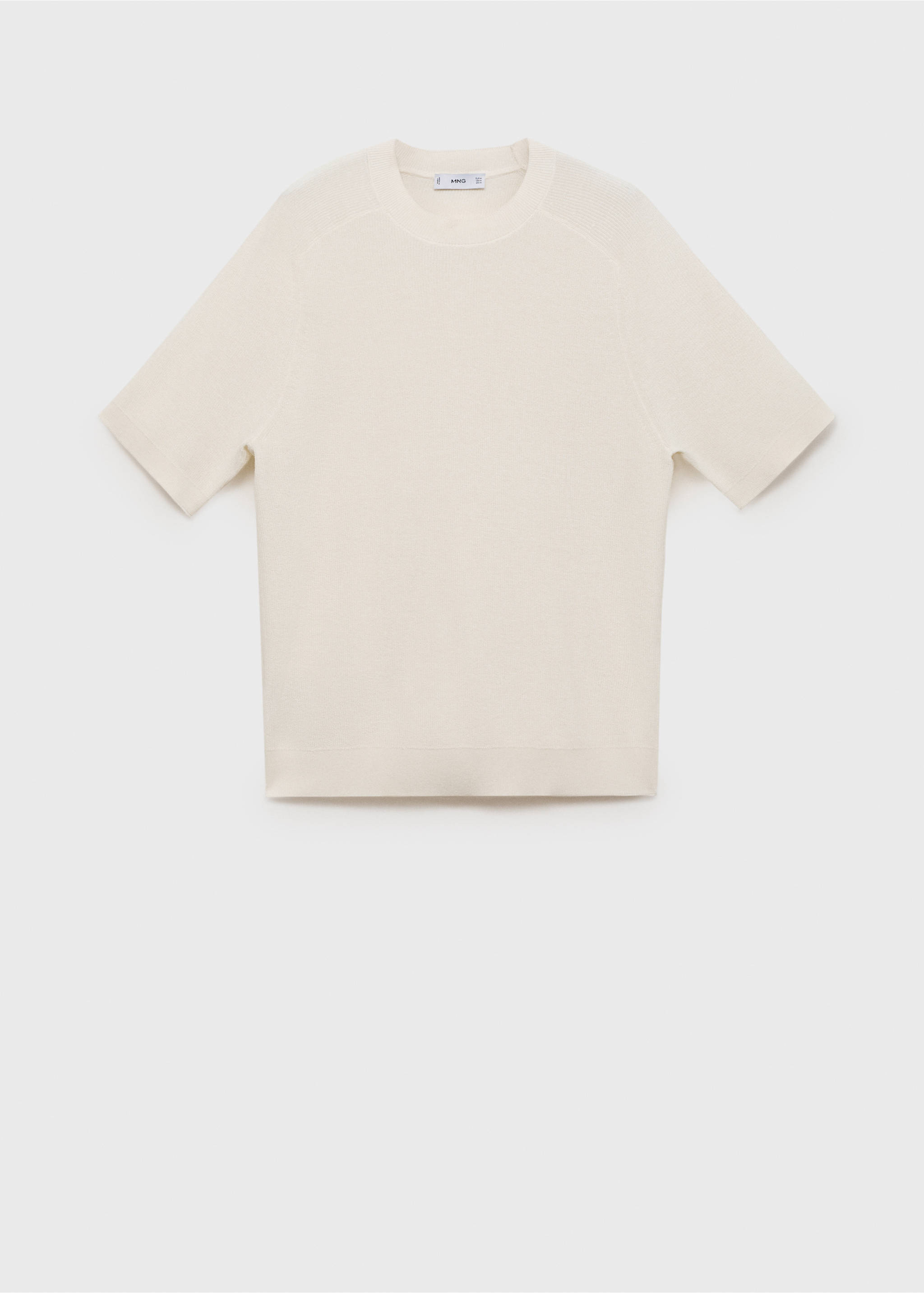 Camiseta de manga corta de punto fino en color blanco roto para hombre con cuello redondo., Crudo. Ref: 87067897-00.