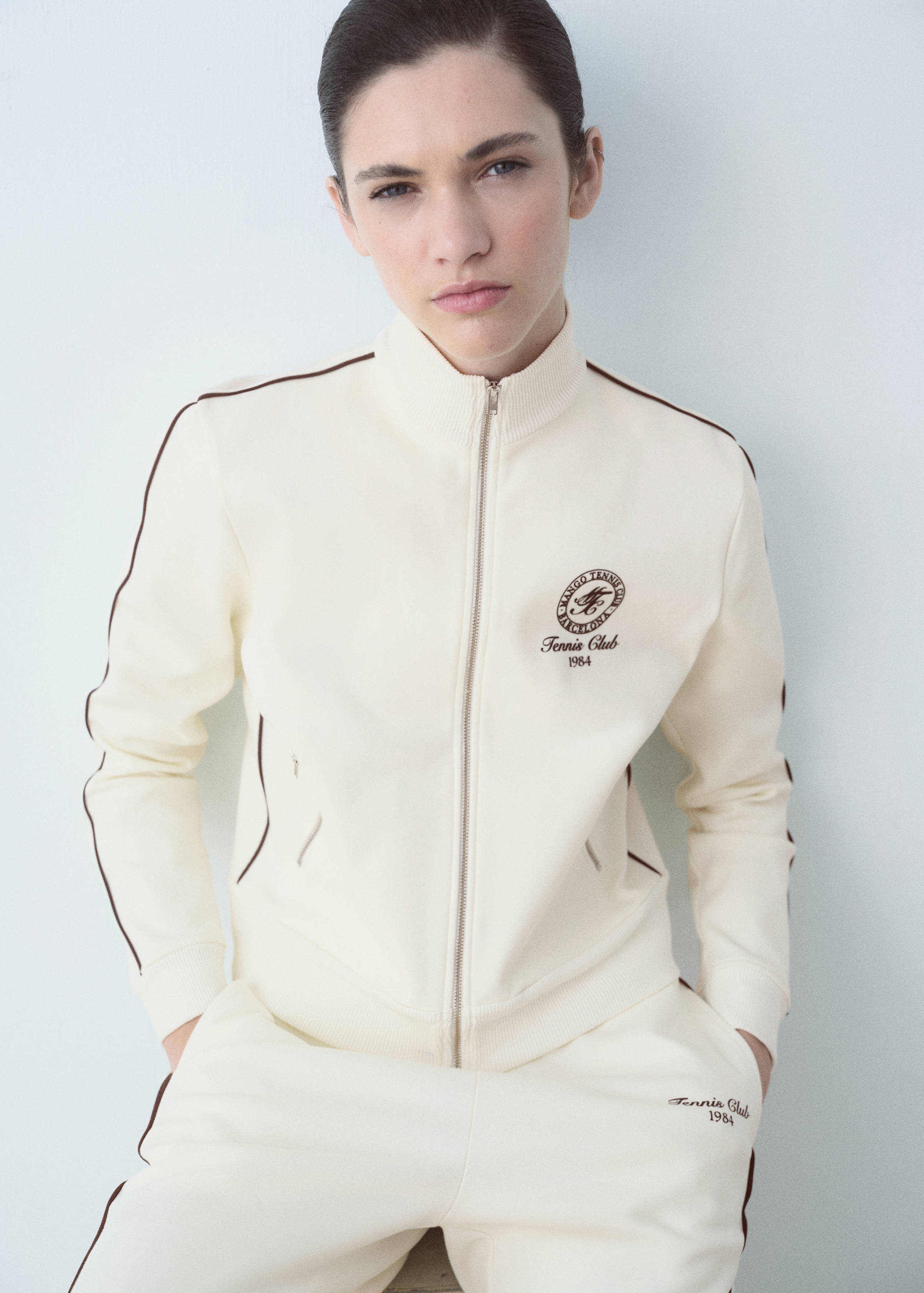 Veste coton rayure contraste - Plan moyen